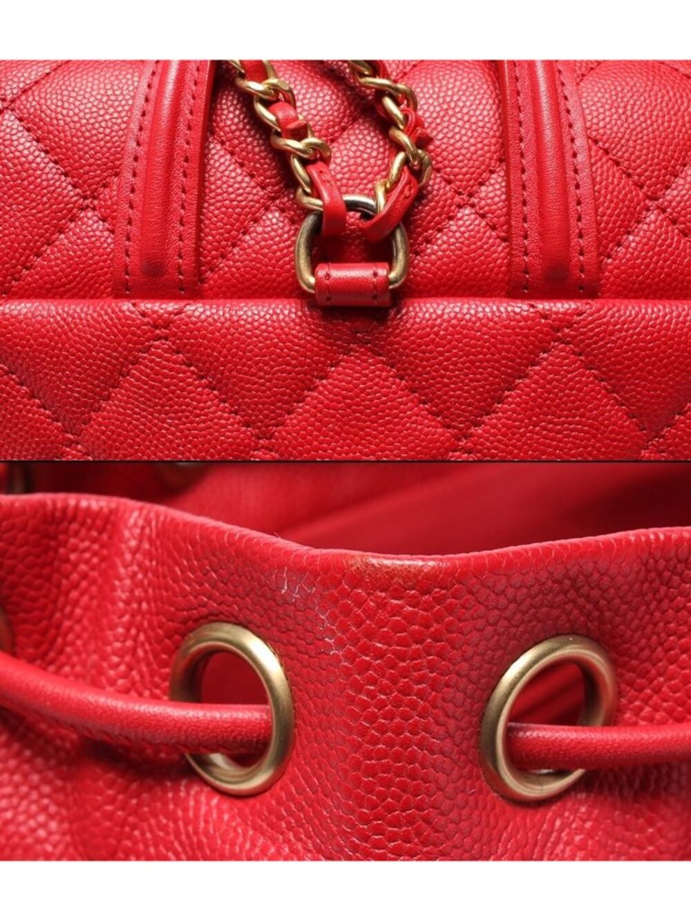 Chanel Backpack CC Filigree Caviar Leather Gold Quilted - Picture 9 of 10